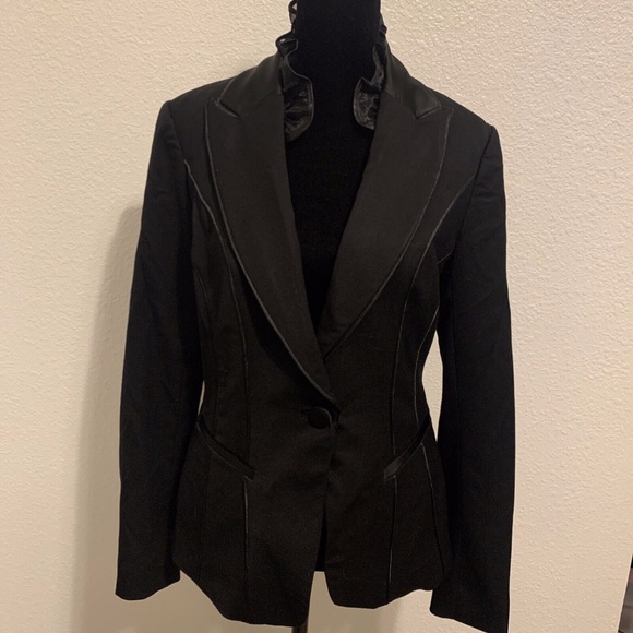White House Black Market Jackets & Blazers - White House Black Market Tuxedo Black Jacket Blazer With Ruffle Collar Women's 0